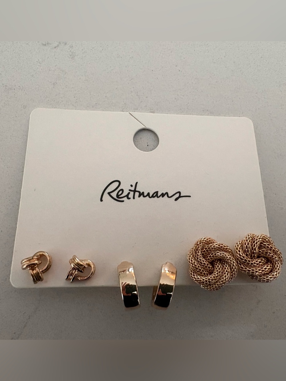 Reitmans Rose Gold-Tone 3-Pair Earring Set - New